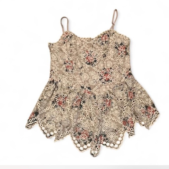 Pink Lily Tops - Pink Lily Floral Lace Camisole in Cream and Pink